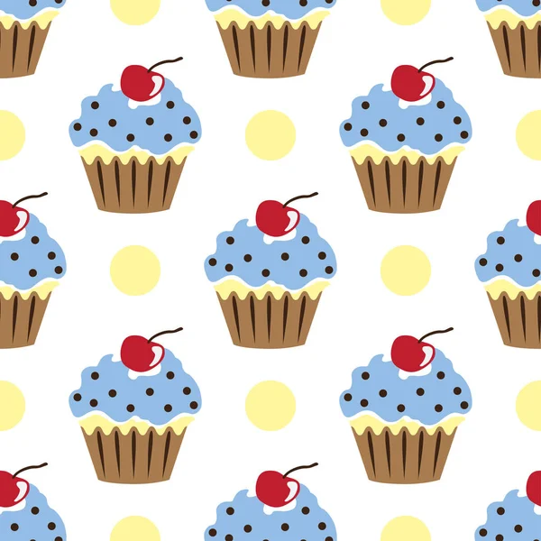 Cupcake vector patrón azul fondo blanco — Archivo Imágenes Vectoriales