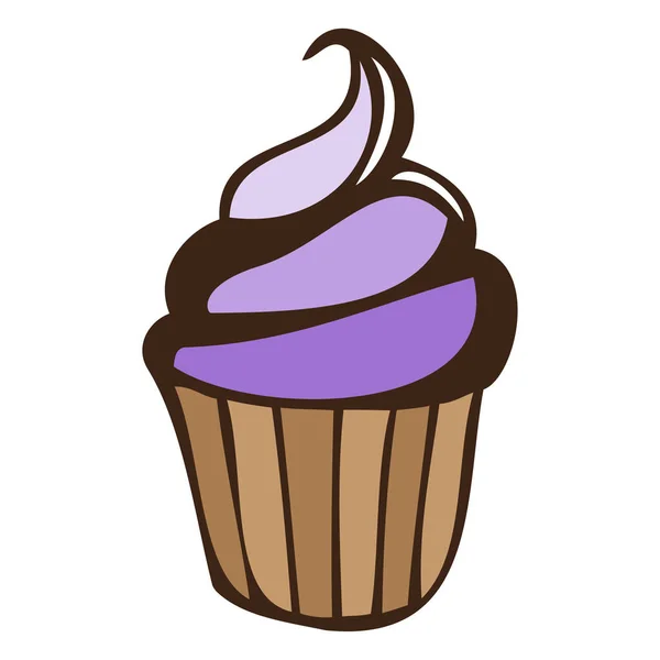 Cupcake krim blueberry Lilac terisolasi - Stok Vektor