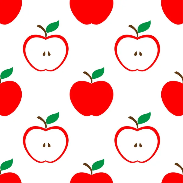 Apple and half red seamless pattern background — Stock Vector