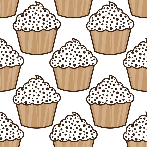 Cupcake vektor mintázat fehér háttér — Stock Vector