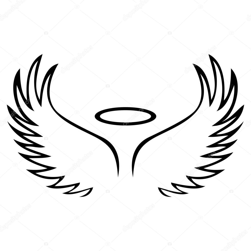 Vector sketch of angel wings