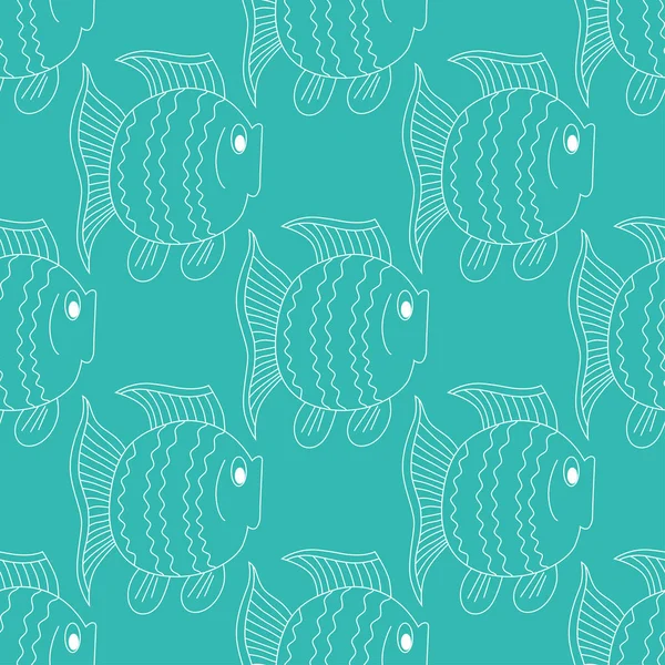 Bleu drôle de poisson motif sans couture — Image vectorielle