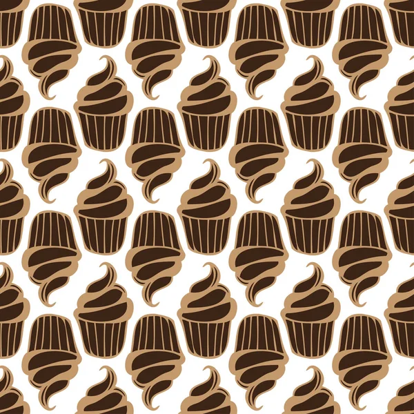 Blanc gâteau choco crème motif sans couture — Image vectorielle