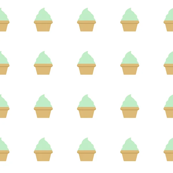 Pastel de crema de menta patrón blanco sin costuras — Vector de stock