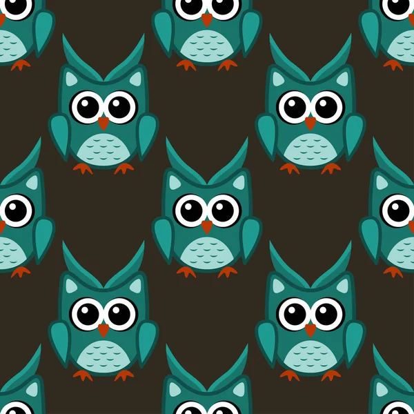 Hibou stylisé art motif sans apparence couleurs vertes — Image vectorielle