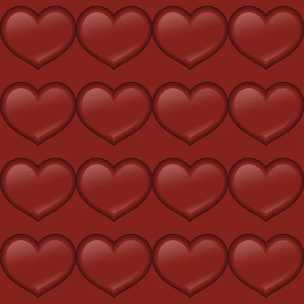 赤の心愛のシームレスな背景パターン、バレンタインの日 — ストックベクタ