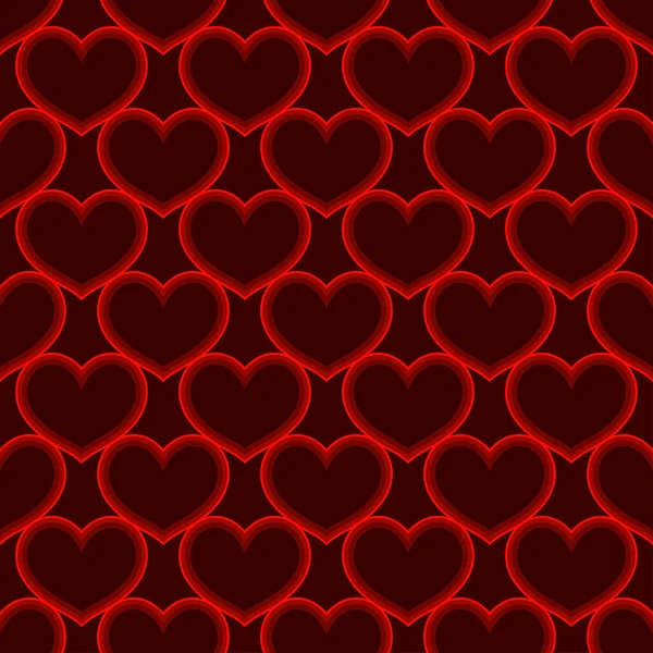 Kırmızı kalpler aşk sorunsuz arka plan deseni, Sevgililer günü — Stok Vektör