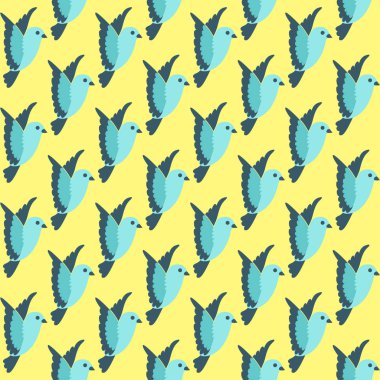 Flying little bird seamless bright pattern background