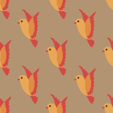 Flying little bird seamless bright pattern background