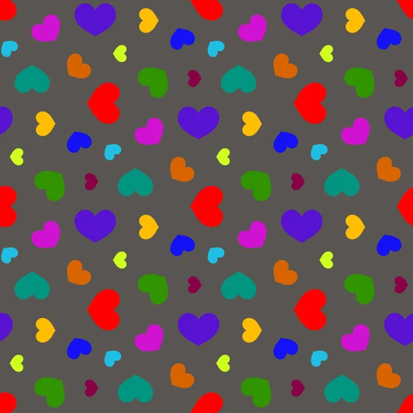 Colored hearts love seamless dark background pattern, Valentine day — Stockový vektor