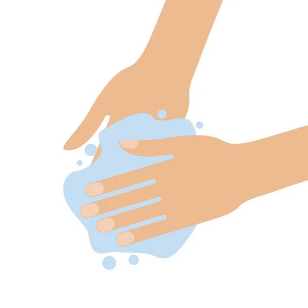 Lave as mãos com a proteção de vírus de sinal de sabão — Vetor de Stock
