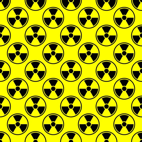 Radioactividad emblema peligro poder icono fondo negro amarillo — Archivo Imágenes Vectoriales
