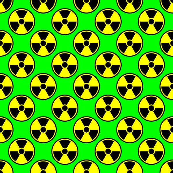 Radioactividad emblema peligro poder icono fondo verde negro amarillo — Archivo Imágenes Vectoriales