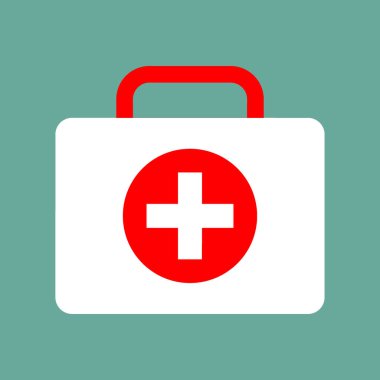 Virüs ilk yardım çantası simgesi beyaz mavi