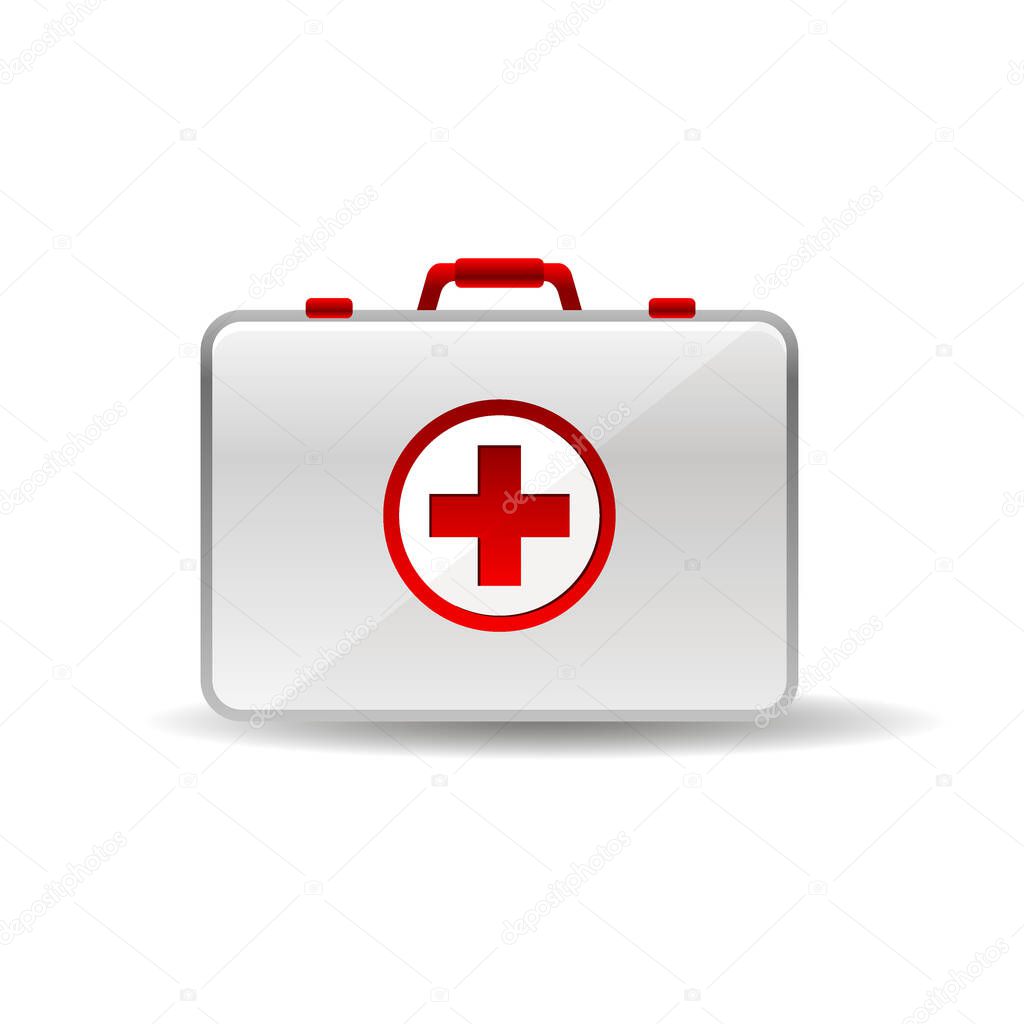 Virus first aid help kit box icon