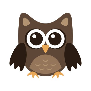 Baykuş biçimlendirilmiş komik simge kahverengi renkler