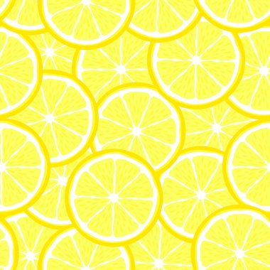 Limon dilimleri, turunçgiller, kusursuz parlak desenler. Vektör illüstrasyonu