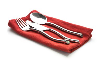 gümüş çatal ve kaşık peçete