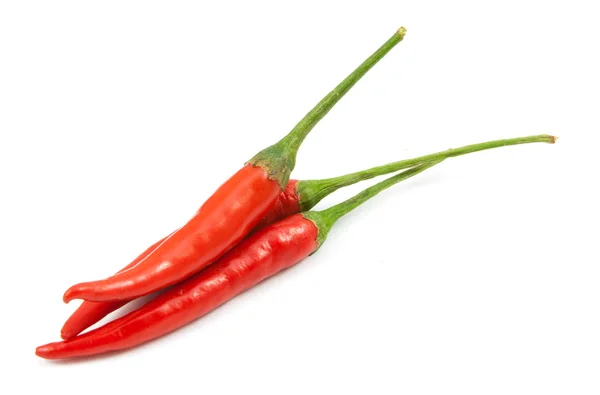 Red Hot chili peppers widok zbliżenie na białym tle — Zdjęcie stockowe