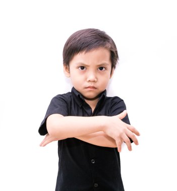 Angry asia child boy clipart