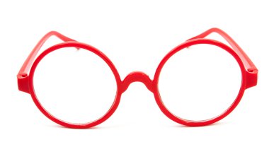 beyaz izole kırmızı moda gözlük