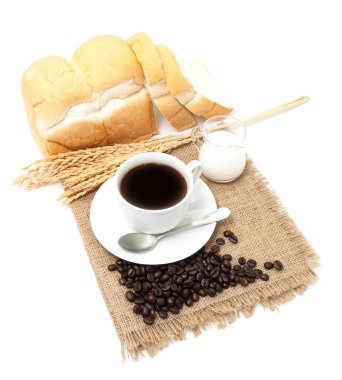 Kahve ve ekmek izole kahvaltı