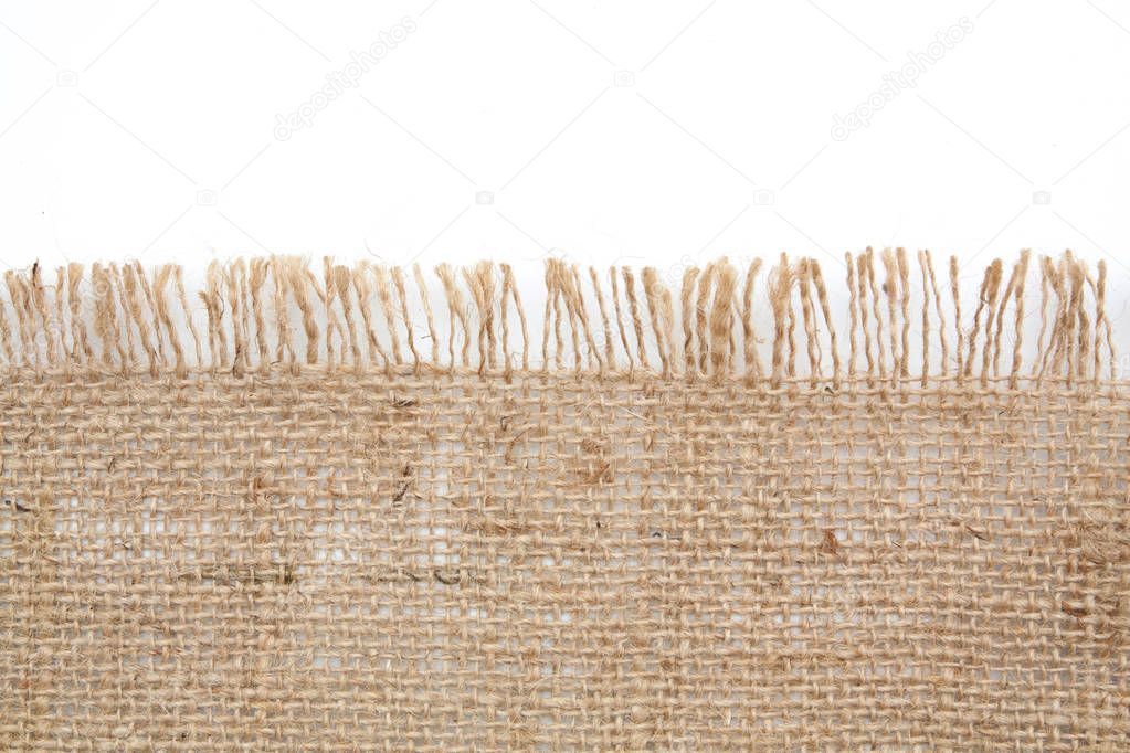 burlap hessian sacking isolated on white background
