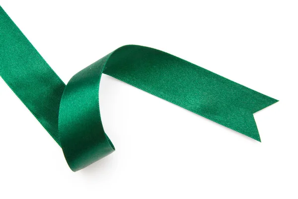 Green ribbon border isolated on white — Stock Photo, Image