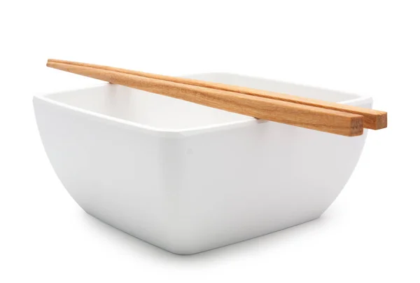 Άδειο λευκό μπολ και chopstick — Φωτογραφία Αρχείου