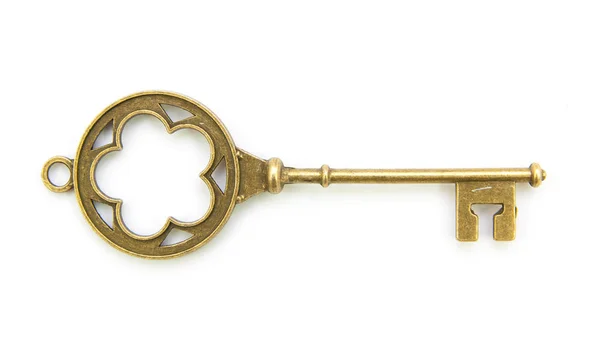 Старый ключ изолирован — стоковое фото