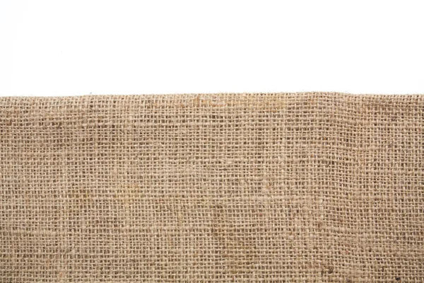 Burlap hessian saque isolado no fundo branco — Fotografia de Stock