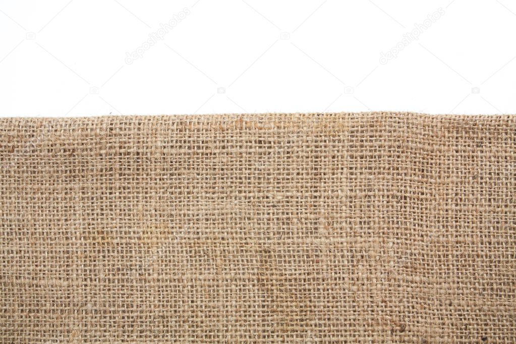 burlap hessian sacking isolated on white background