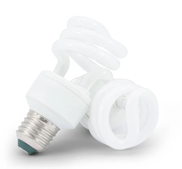 Energiebesparing fluorescerende lamp op wit — Stockfoto