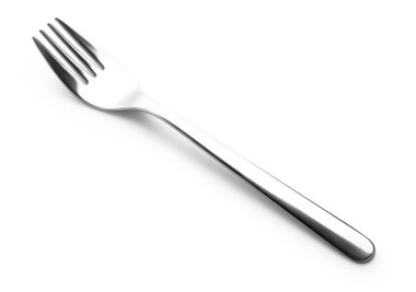 çatal paslanmaz çelik üzerinde beyaz izole