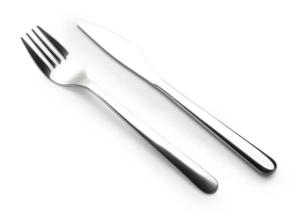 Knife and fork isolated on white — Stock Photo, Image