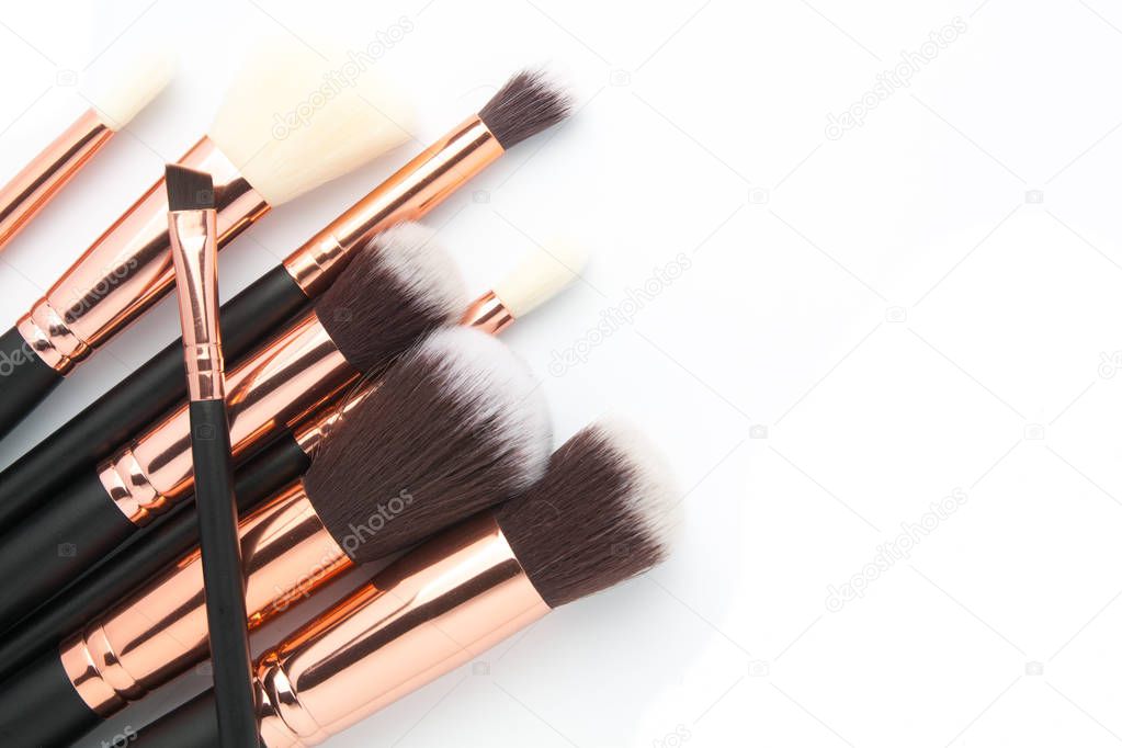 Various makeup brushes isolated 