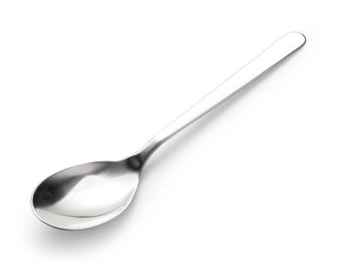 Gümüş kaşık üzerine beyaz izole