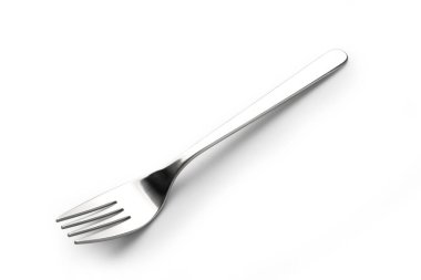 çatal paslanmaz çelik üzerinde beyaz izole