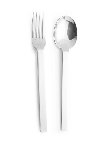 Fork and spoon on white — Stock Photo, Image