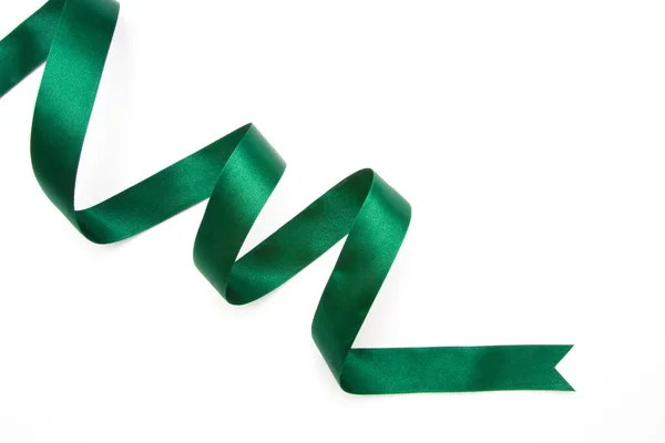 Green ribbon border isolated on white — Stock Photo, Image