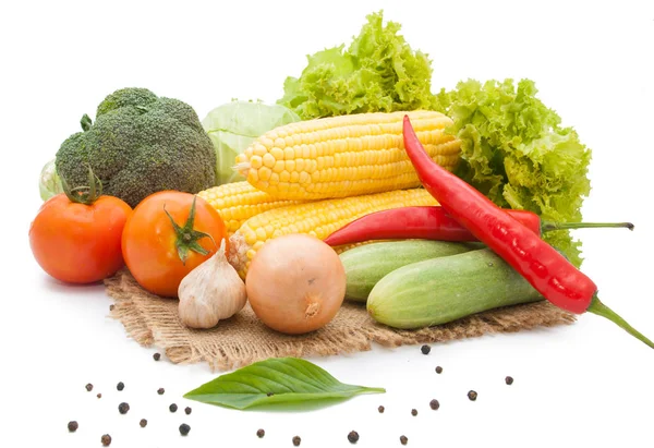 Vegetables on sack background — Stock Photo, Image