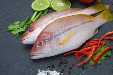 taze balık fileto aromatik otlar baharat ile lezzetli bölümü