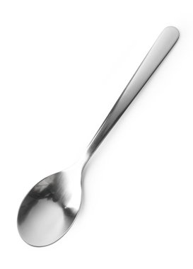 Gümüş kaşık üzerine beyaz izole