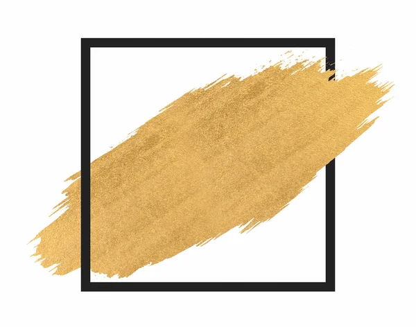 Золотая краска черным квадратным мазком — стоковое фото