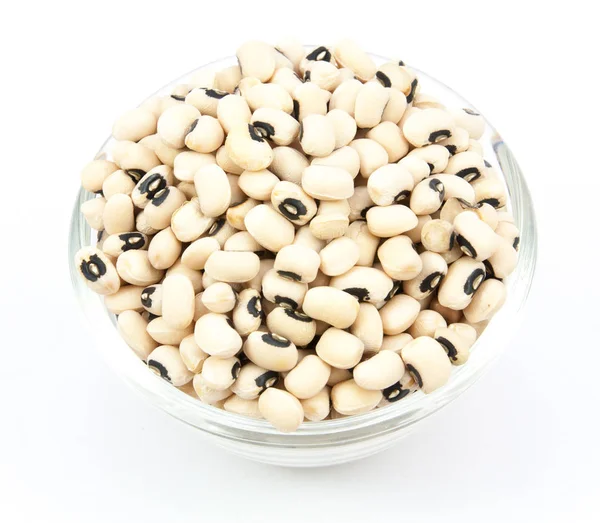 Black eyed peas beans on wood cup isolated — Stock Photo, Image