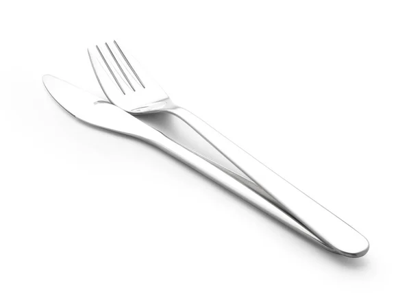 Knife and fork isolated on white — Stock Photo, Image