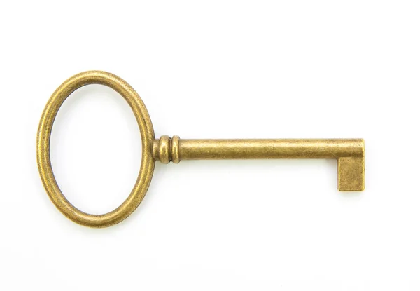 Starodawny stary klucz na białym tle — Zdjęcie stockowe