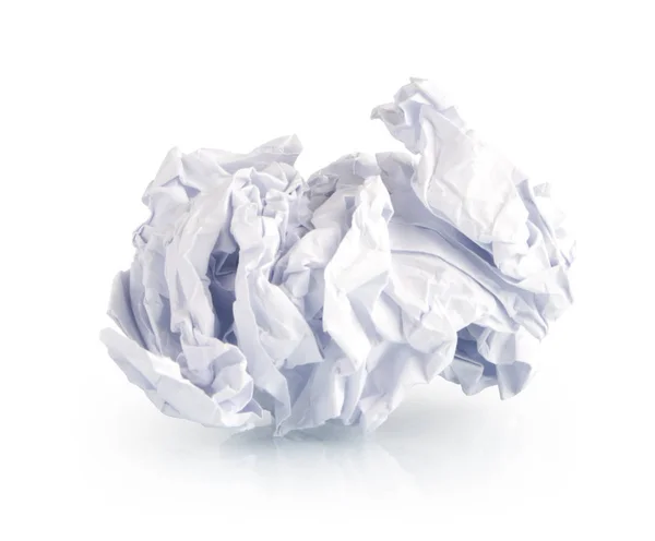 Single page of crumpled paper on white — Stock Photo, Image