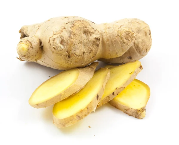 Fresh ginger slide isolated — Stock Photo, Image