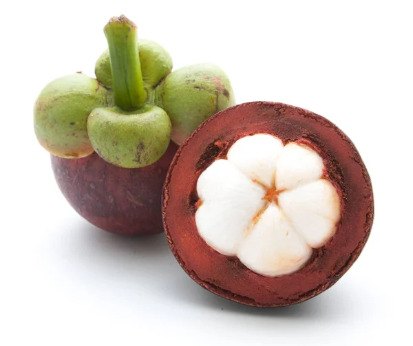 Mangosteen koningin van fruit op wit — Stockfoto